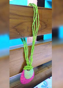 Green And Pink Moti Necklace