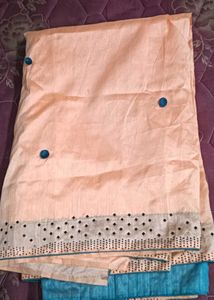 Peach and Blue Indian Dress Fabric