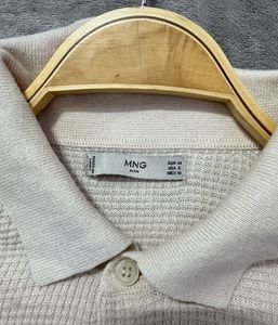 Mango Man Beige Waffle Polo Shirt