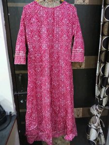 Pink Printed Kurta with Embroidery