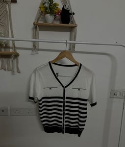 Striped Buttoned Down Korean Top