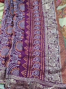 Elegant Purple Bandhani Saree