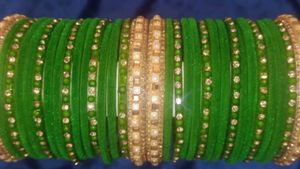 Green &amp; Gold Bangle Set