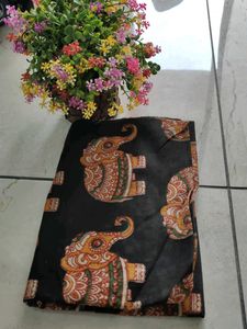 Pure Black Elephant Print Blouse