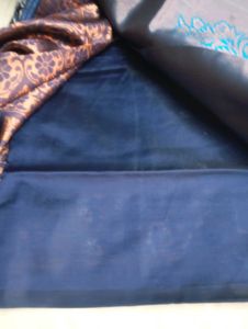New Ras Malai Silk Saree Set - Blue &amp; Red