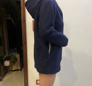 Navy Blue Hooded Coat