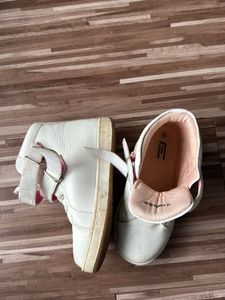 Girls White High-Top Sneakers