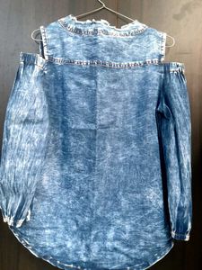 Denim Cold Shoulder Top