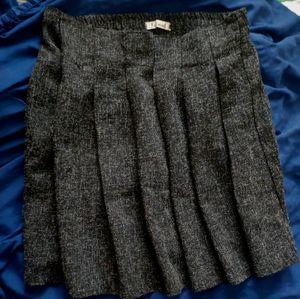 Charcoal Textured A-Line Pleated Skirt