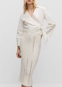 Mango Flared Sleeve Wrap Top