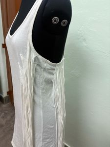 White Fringe Tank Top