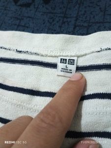White Striped Long Sleeve Top