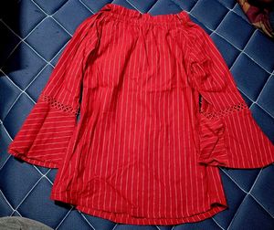 Red Striped Off-Shoulder Top