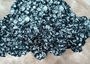 Black &amp; White Floral Skirt