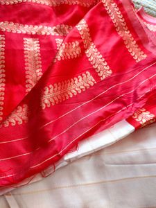 New Red &amp; White Silk Saree