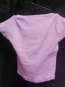 Pink Ribbed Crop Top (xs/s)