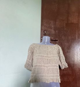 Beige Off-Shoulder Top