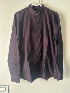Stylish Wine Burgandy Mandarin Collar Shirt