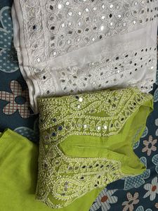 Lime Green Mirrorwork Kurta Set