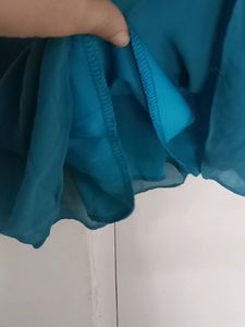 New Teal Tunic, pattern sleeves white embroidery