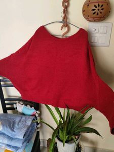 Red Knit Pullover Sweater