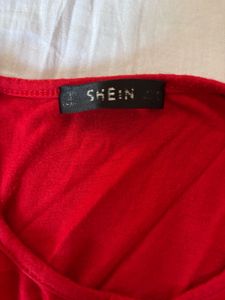 Red Full Sleeve CropTop With Cross Detail In Front