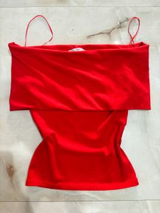 Off-the-shoulder TOP-Red/Zara Brand 🏷️