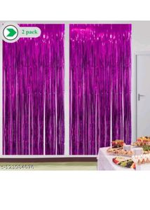 Pink Foil Fringe Curtain 3x6-pack Of 2
