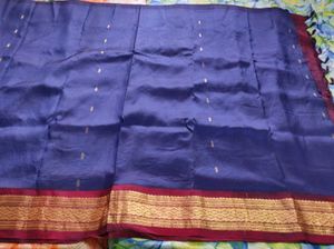 Navy Blue And Brown Kanchipuram Silk Saree