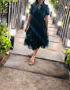 Dark Green Tiered Midi Dress