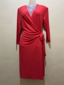 Peach Wrap Designer Dress