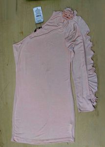 One Shoulder Flower Applique Bodycon Dress