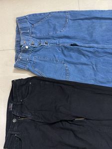 Denim &amp; Black Pant Set