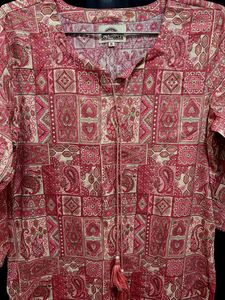 Red Paisley Print Tunic Dress