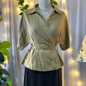 wrap khaki top