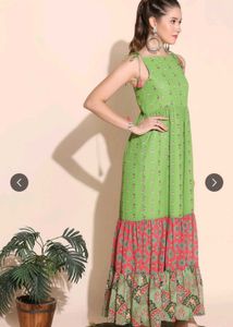 Green Printed Maxi Dress
