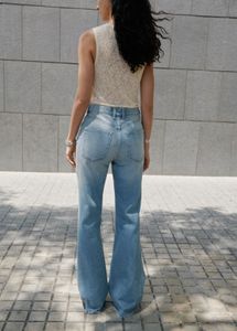 ZARA Distressed Denim Light Wash Flare Jeans