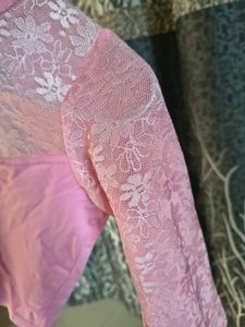 Pink Blouse with Net Sleeves