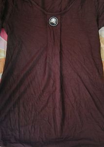 Brown Casual Top with Embellishment