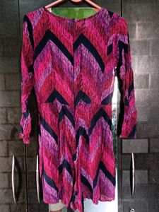 Chevron Print Ruffle Dress