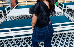 Chic Black Ruffle Sleeve Top