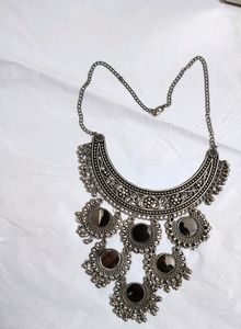 Oxidised Mirror Design Necklace