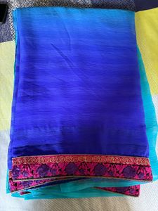 Blue & Teal Embroidered Saree
