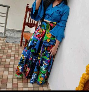 Pannkh Ethnic Top And Skirt