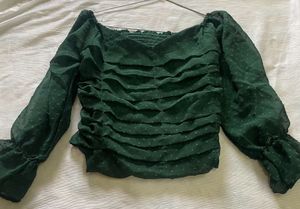 Green Ruched Blouse