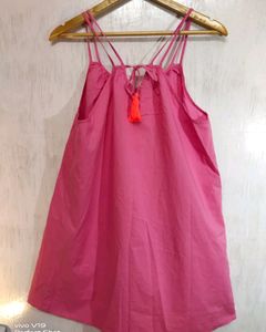 🌺 Barbie  Pink Dress With Neon Block Embroidery