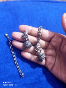 Oxidised Earrings With Tana Chain