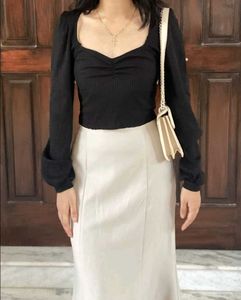 Korean Ruched Sweetheart Top