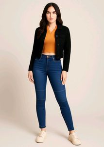 Blue Solid Ankle Length MidRise Casual Women Jeans