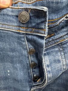 Zara Distressed Painted Denim Jeans